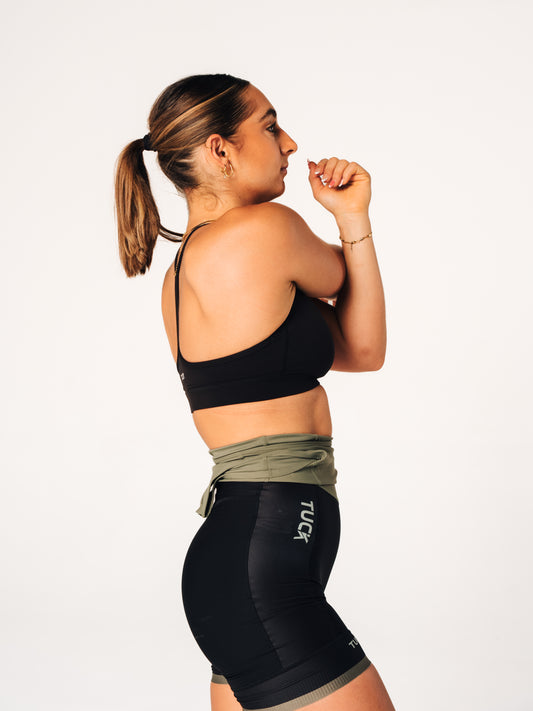 TUCK No-Show Crop Bra - Black