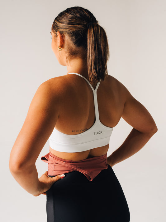 TUCK No-Show Crop Bra - White